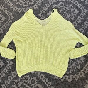 Lime Green V-Neck Women's Sweater